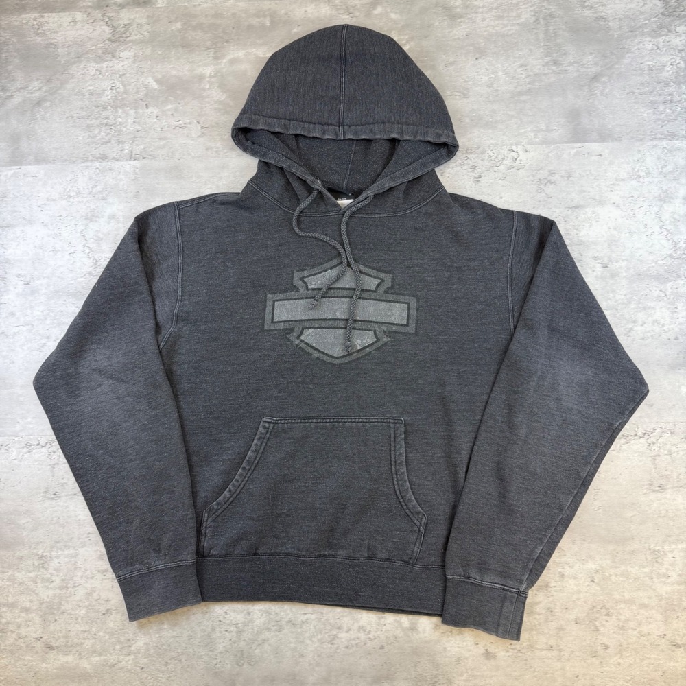 Harley Davidson Barnett El Paso Texas Logo Hoodie Charcoal Grey Pullover